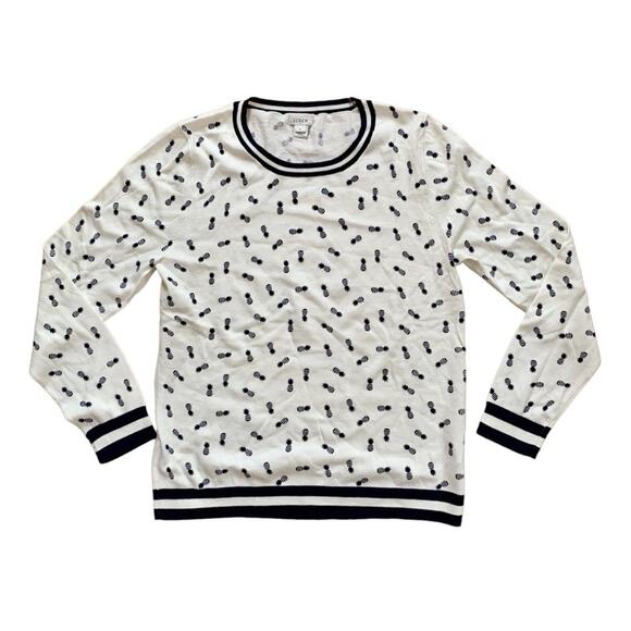 J. CREW Cotton Women’s XS Crew Neck Sweater Pineapple Print Prep Golf Cruise - Picture 3 of 9